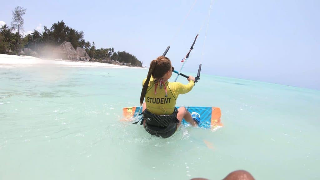 learning to kiteboard at Paje Beach Zanzibar